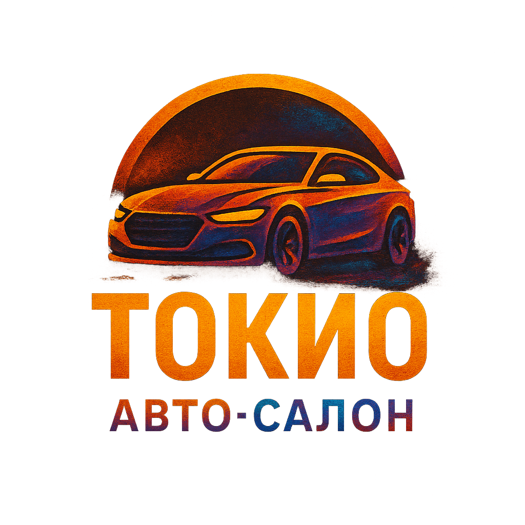 Эмблема авто-салона с названием "Токио" на черном фоне по тематике