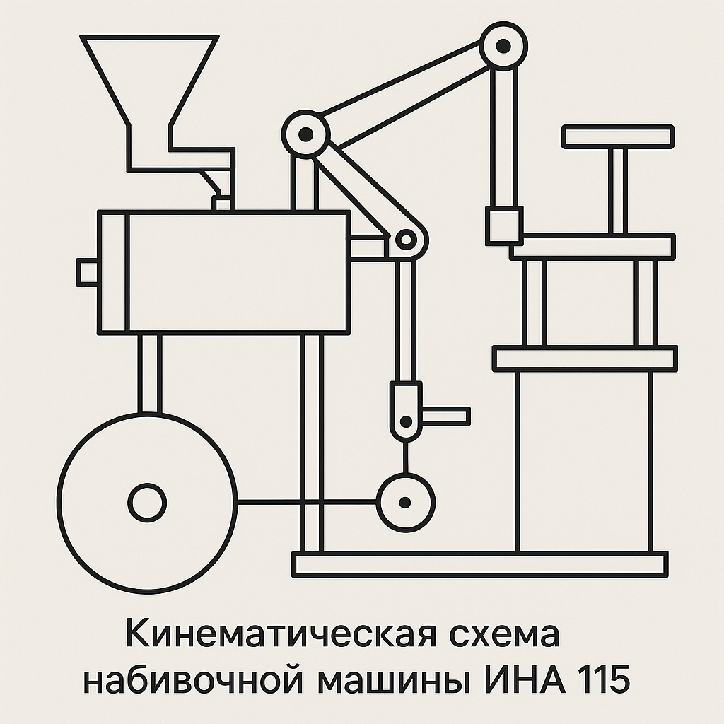 Кинематическая схема набивочной машины ИНА 115 Кинематическая схема набивочной машины ИНА 115