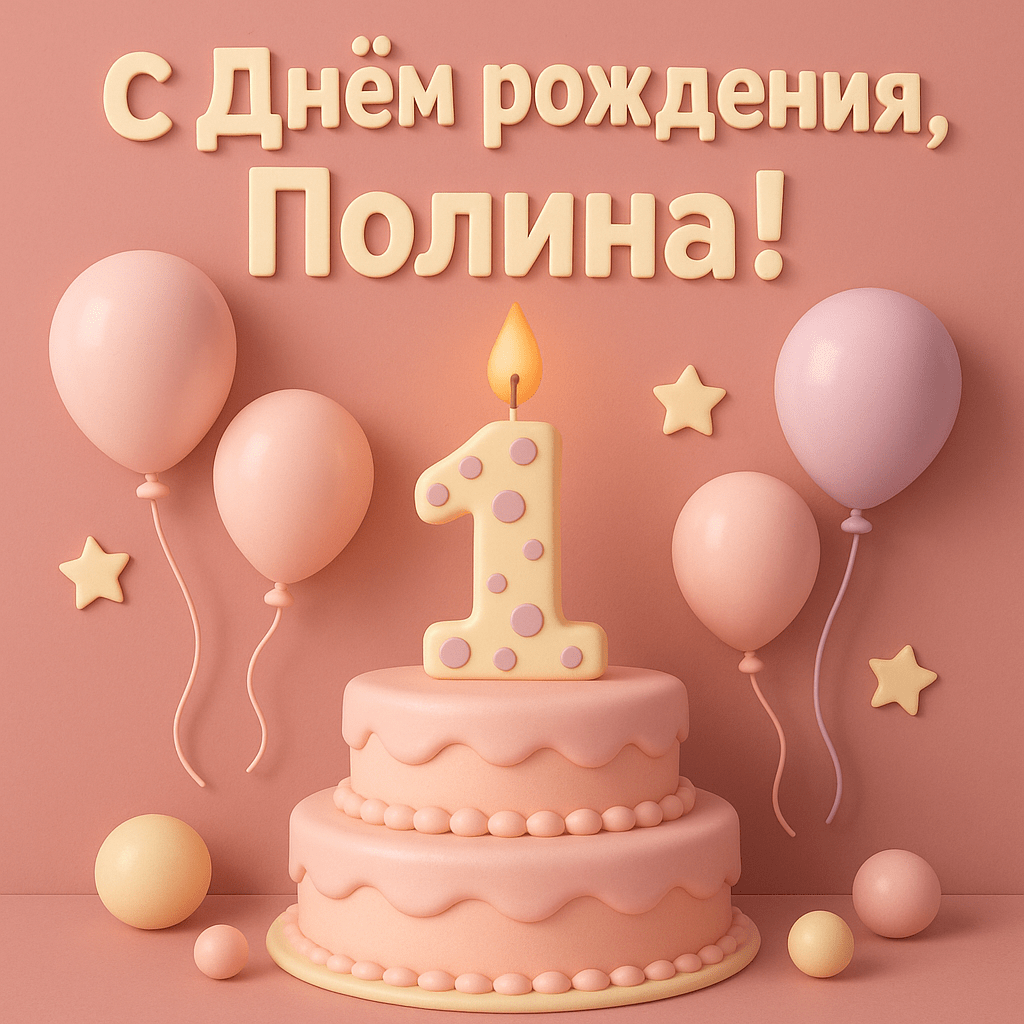Нарисуй яркую открытку поздравление с 1 годиком для девочки. Цвет открытки в зефирно- пудровых цветах, торт, шарики и надпись, с Днем рождения, Полина! Нарисуй яркую открытку поздравление с 1 годиком для девочки. Цвет открытки в зефирно- пудровых цветах, торт, шарики и надпись, с Днем рождения, Полина!