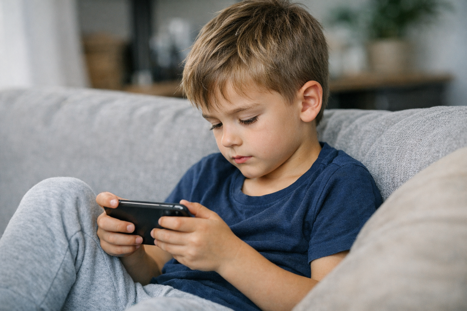 ребенок сидит в телефоне реалистичное фото