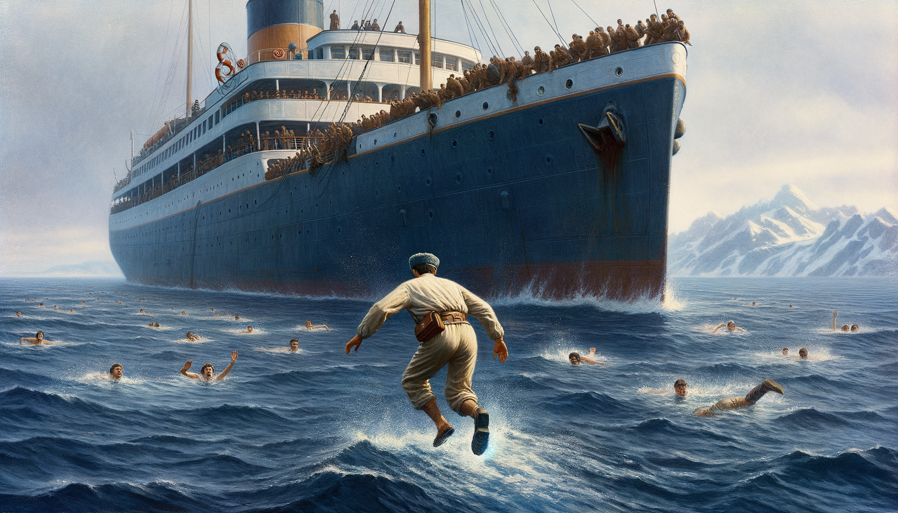океанограф из СССР спрыгнул без обуви в легкой одежде с экскурсионного корабля в океан никто не видел этого и поплыл к берегу