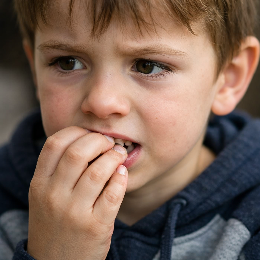 ребенок грызет ногти реалистичное фото гипердетализация