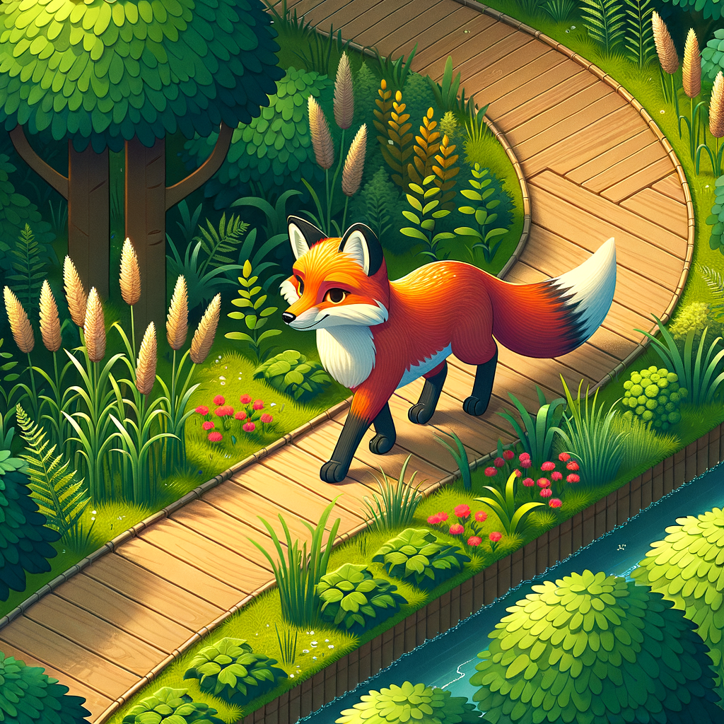 Fox, walking along the path