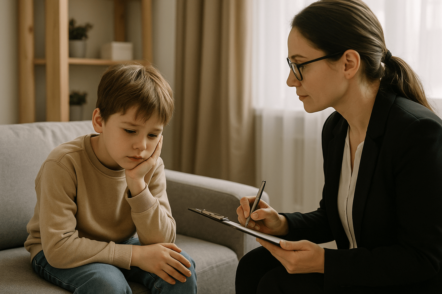 ребенок на сеансе у психолога реалистичное фото