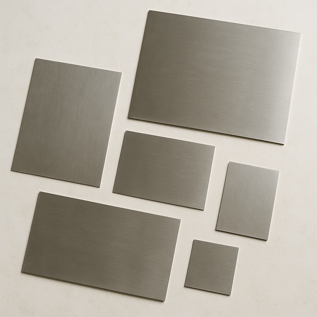 листы тонкие новые металлические разных размеров лежат на светлом фоне реалистичное фото