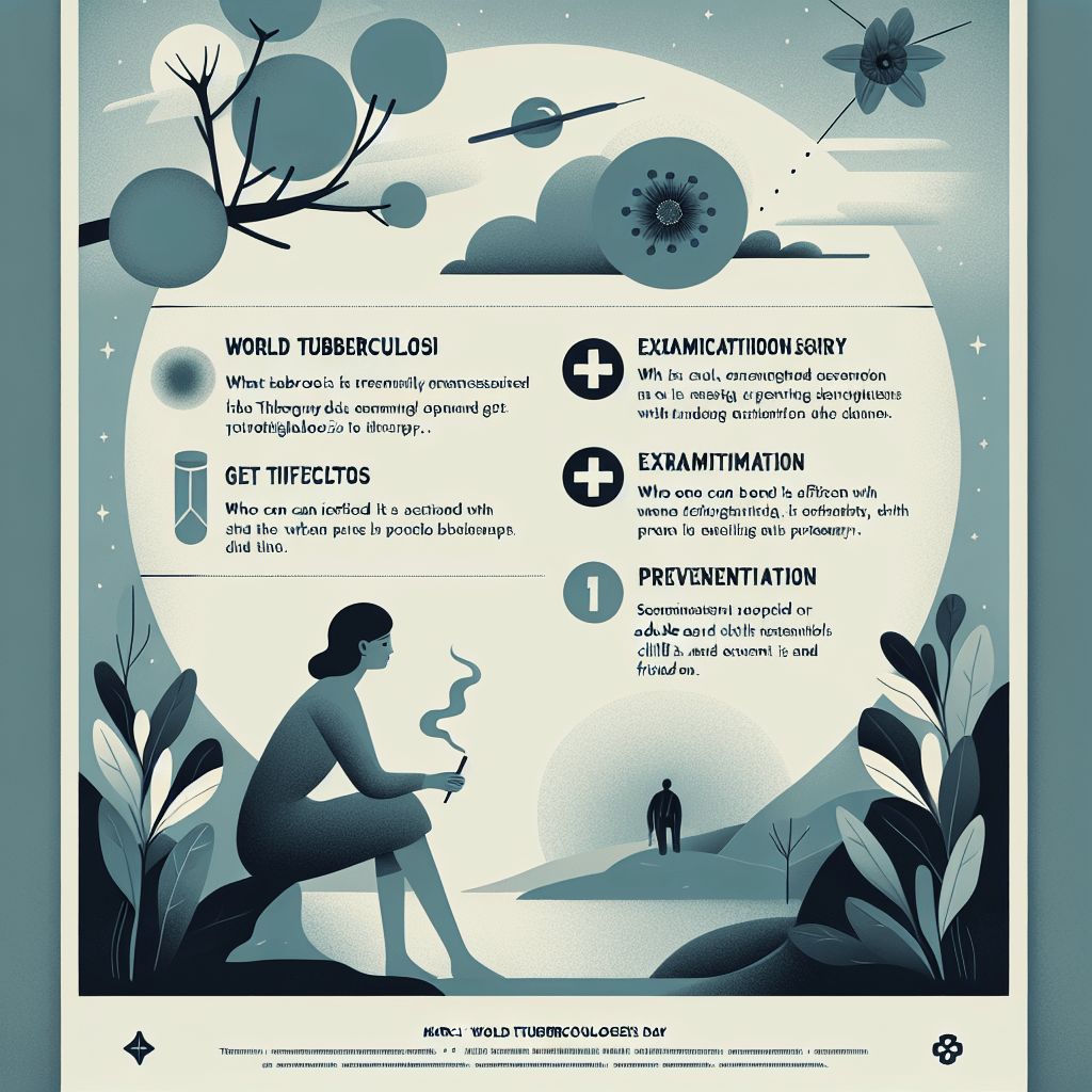 сделай краткую сан просвет работу в формате jpg в которой будет: «24 марта- всемирный день борьбы с туберкулезом»
Что такое туберкулез 
Как можно заразится 
Кто подвержен заболеванию 
Обследование (дети и взрослые, кратность) 
Профилактика (для детей и взрослых)