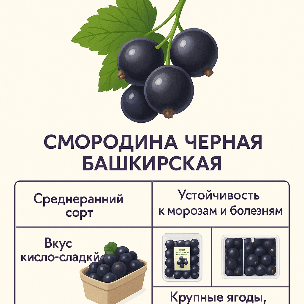создай инфографику для маркетплейса озон, на картинке должна быть изображена смородина черная башкирская. проанализируй аналогичные картинки инфографики для смородины, добавь описание аналогичное для инфографики  и создай несколько уникальных карточек товара создай инфографику для маркетплейса озон, на картинке должна быть изображена смородина черная башкирская. проанализируй аналогичные картинки инфографики для смородины, добавь описание аналогичное для инфографики  и создай несколько уникальных карточек товара