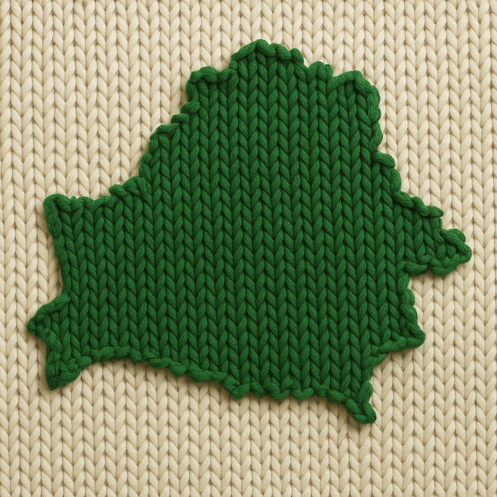 фотореалистичное изображение карты республики Беларусь в вязаном стиле